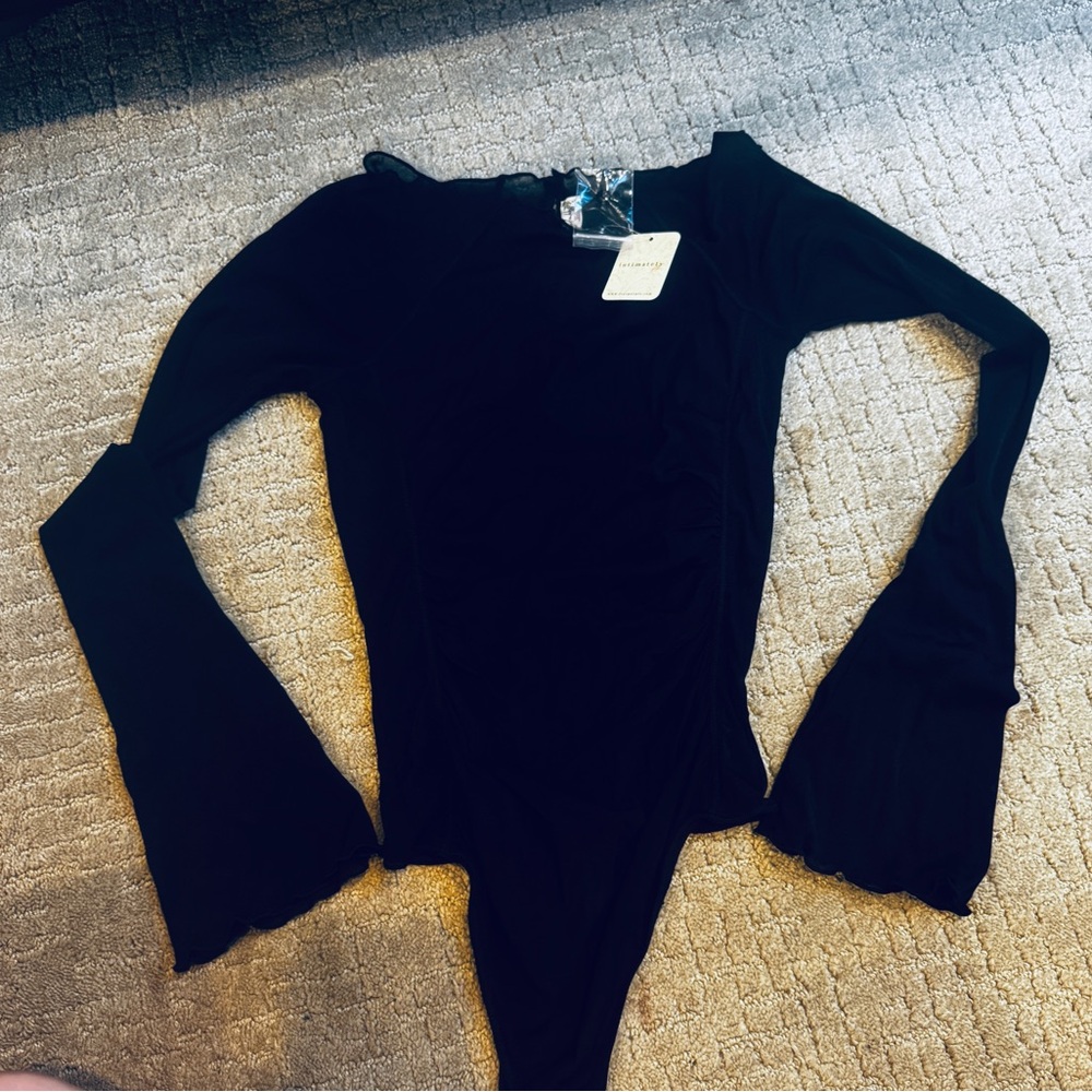 Free People Elegant Black Women's Bodysuit